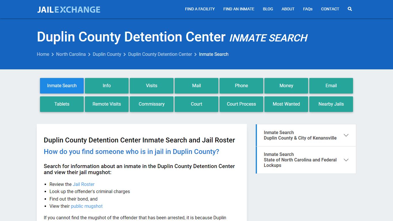 Duplin County Detention Center Inmate Search - Jail Exchange